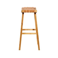 Brown Wood Rustic Bar Stool 30" x 18" x 11"