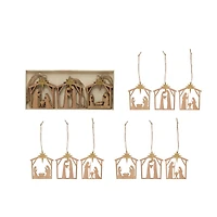Hello Honey® 9ct. Wood Nativity Ornaments with Gold Glitter Star