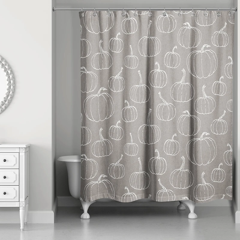 Gray Pumpkin Shower Curtain