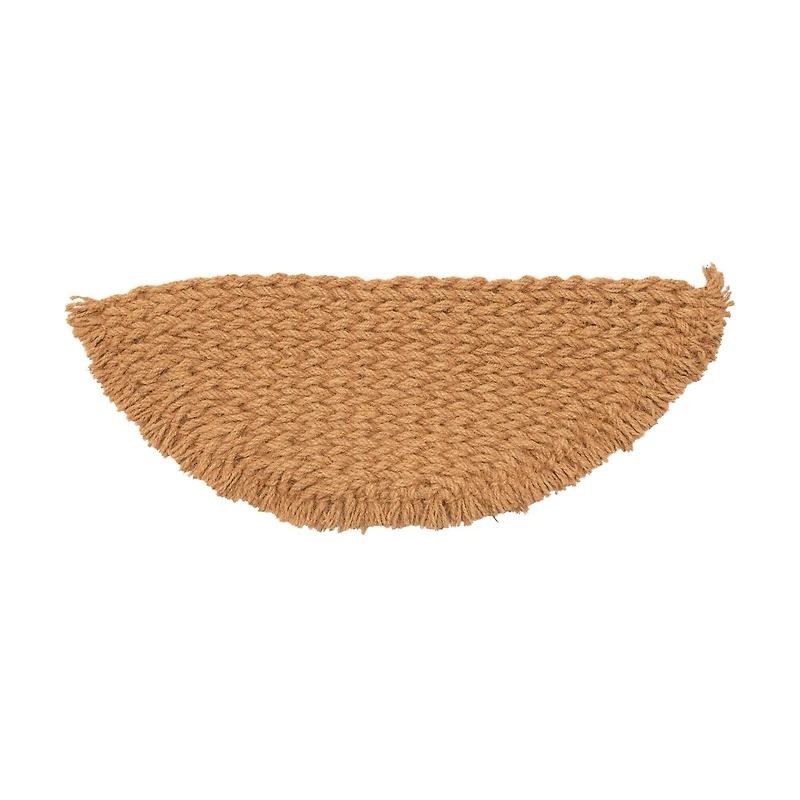 Hello Honey® Woven Natural Coir Half Round Doormat with Fringe