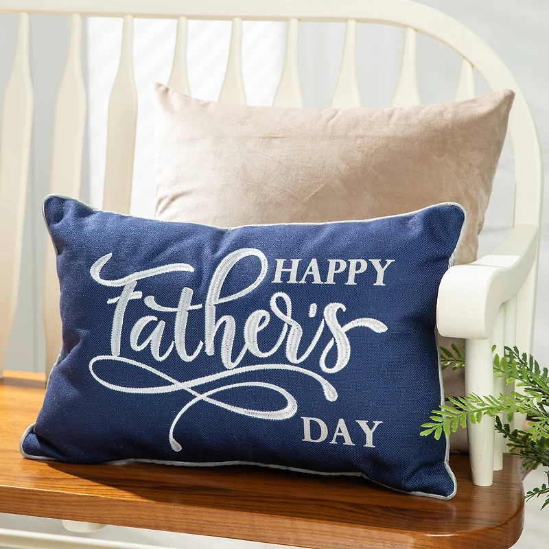 Glitzhome® 18" Faux Burlap Happy Father's Day Pillow