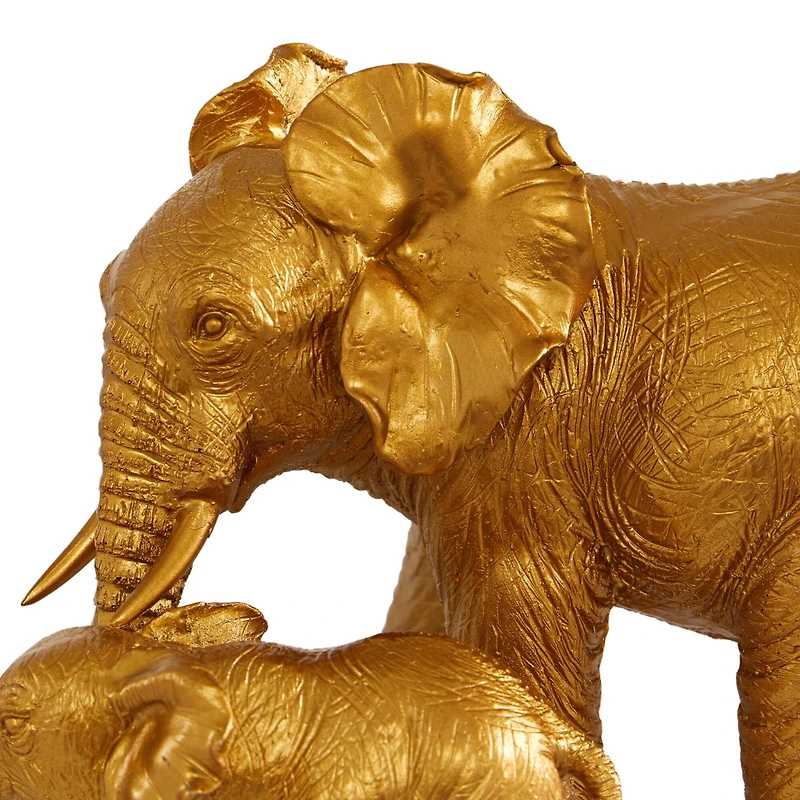 10" Gold Eclectic Elephant Sculpture