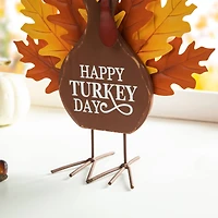 Glitzhome® 12.25" Thanksgiving Wood & Metal Turkey Table Décor