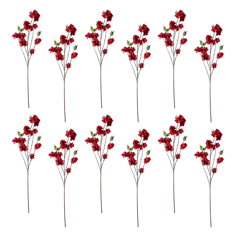 12 Pack: Red Apple Blossom Branch Spray by Ashland®