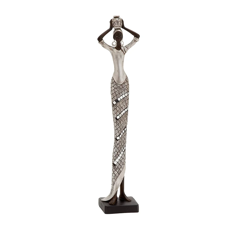 19" Silver Eclectic Woman Sculpture