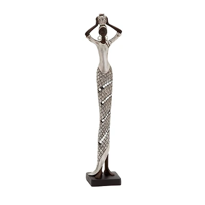19" Silver Eclectic Woman Sculpture
