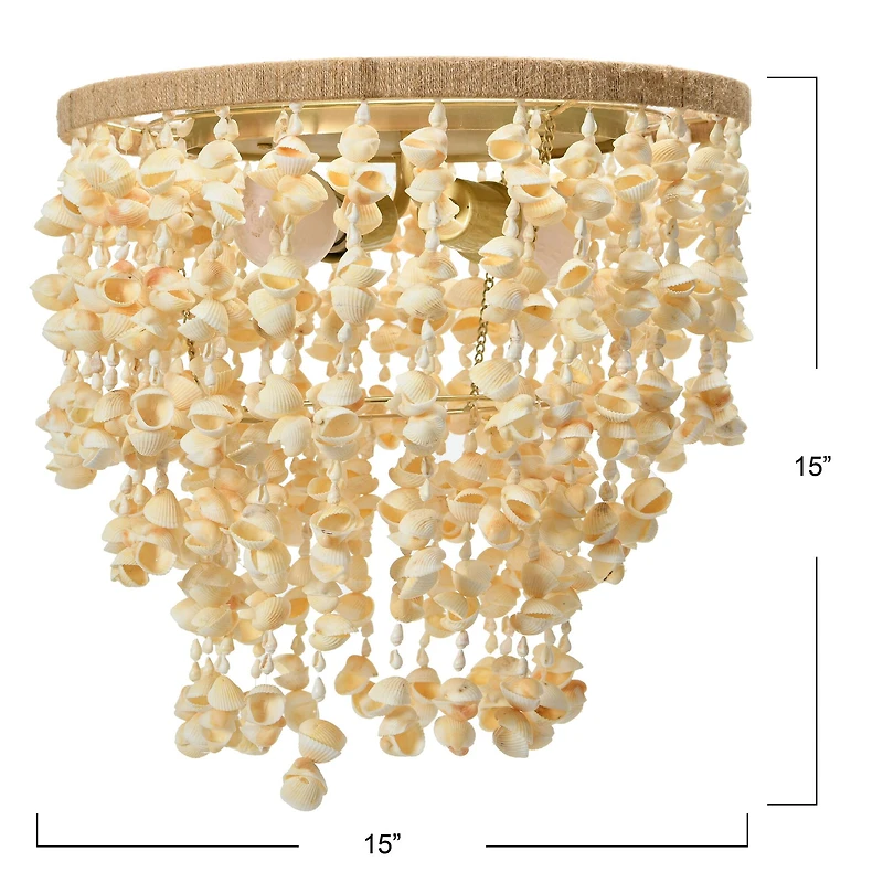 Hello Honey® 15" Round Metal and Shell Flush Mount Ceiling Light