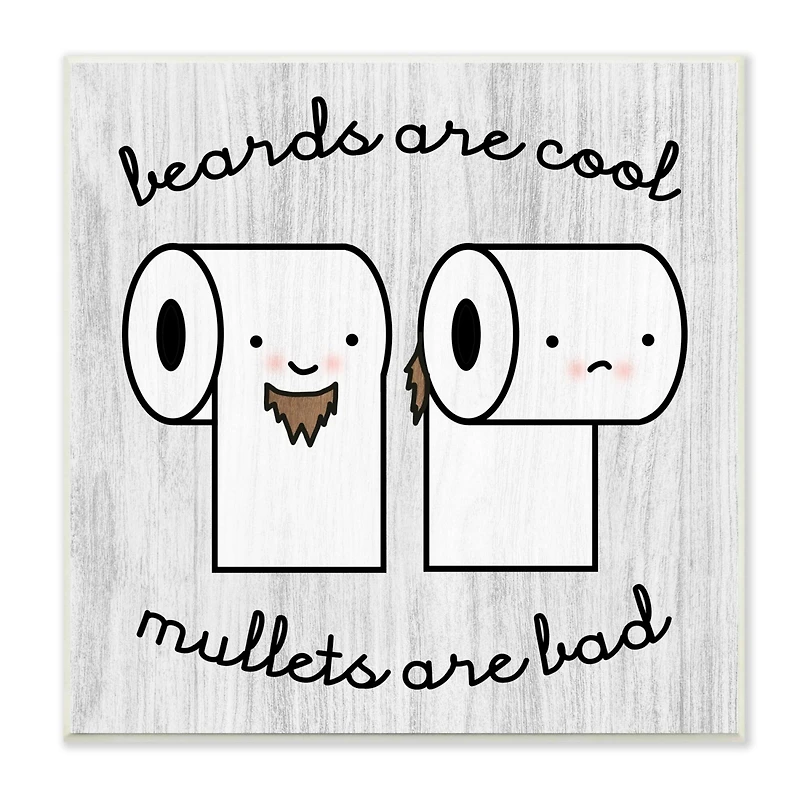 Stupell Industries Beards Vs. Mullets Toilet Paper Bathroom Humor Expression Wall Plaque Art