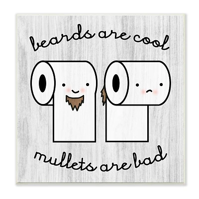 Stupell Industries Beards Vs. Mullets Toilet Paper Bathroom Humor Expression Wall Plaque Art