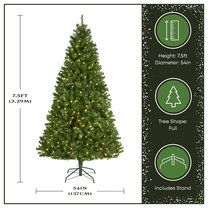 7.5ft. Pre-Lit PowerConnect™ North Valley Spruce Artificial Christmas Tree, Light Parade® LED Lights
