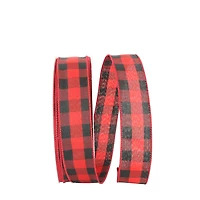 JAM Paper 1.5" x 50yd. Twill Wired Buffalo Plaid Ribbon