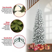 6ft. Unlit Acacia Pencil Slim Flocked Artificial Christmas Tree