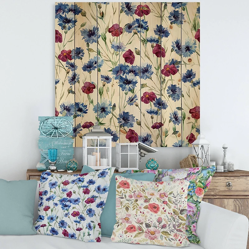 Designart - Blue and Red Wildflowers