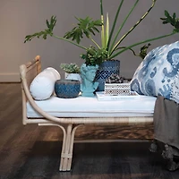 Hello Honey® 7" Distressed Blue Embossed Terra Cotta Planter with Circle Pattern