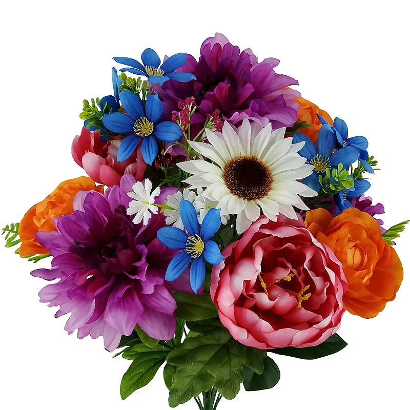 20.5" Purple & Pink Dahlia, Peony & Sunflower Bush by Ashland®