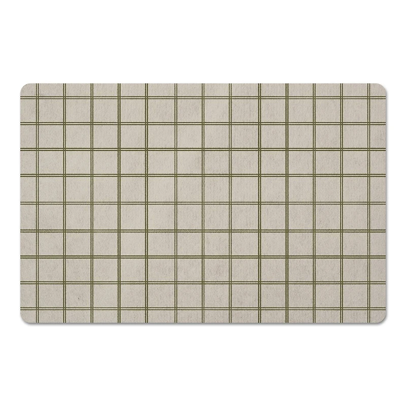 Green & Cream Check Floor Mat