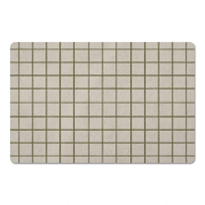 Green & Cream Check Floor Mat
