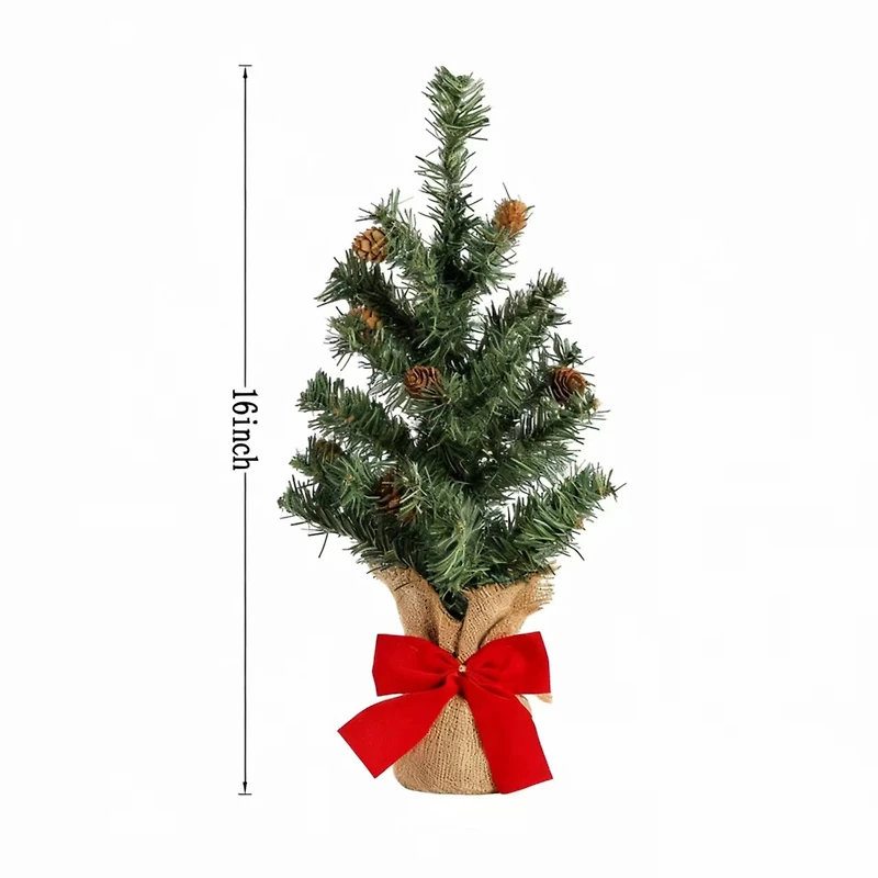 16" Unlit Pine Artificial Christmas Tree with Pinecones in Burlap Bag by Ashland®