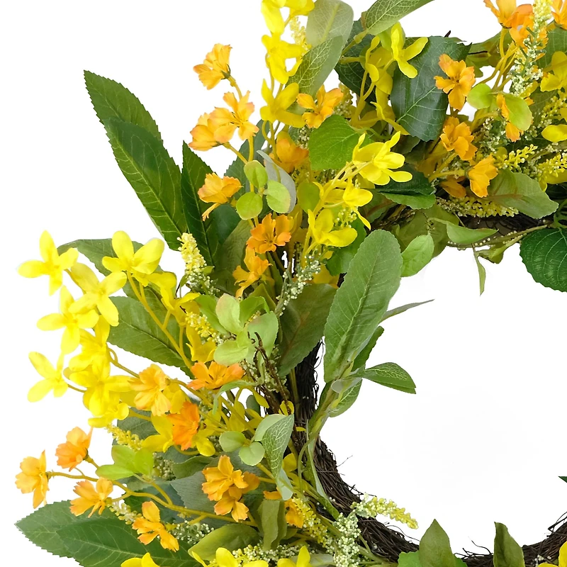 24" Yellow Spring Winter Jasmine Floral Wreath
