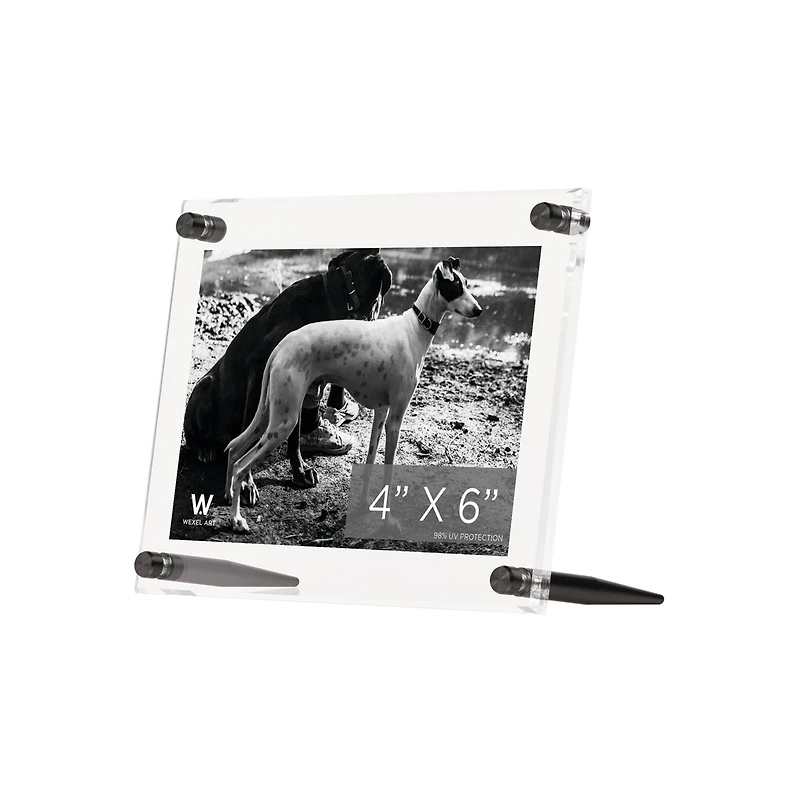 Wexel Art Clear Acrylic Tabletop Floating Picture Frame with Graphite Hardware