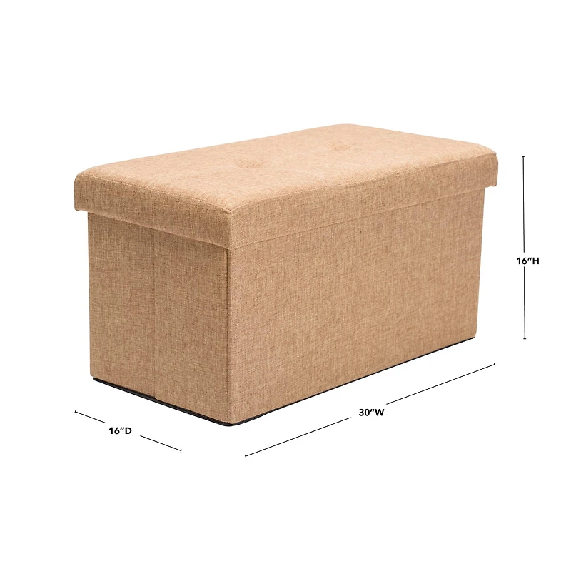 Simplify 30" Faux Linen Double Folding Storage Ottoman