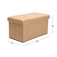 Simplify 30" Faux Linen Double Folding Storage Ottoman