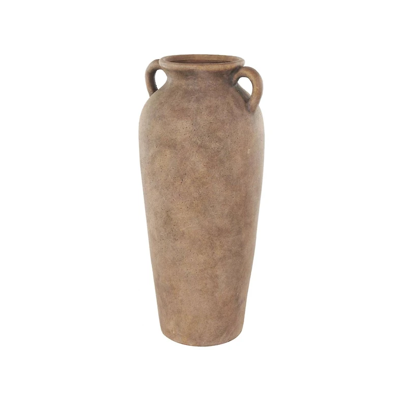 20" Copper Ceramic Antique Style Textured Vase with Handles