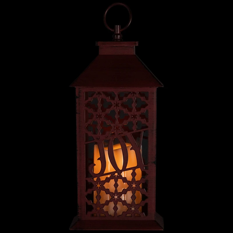 Snowflakes "Joy" Christmas Candle Lantern - 11"