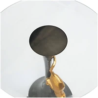 24" Black & Gold Leopard Accent Table