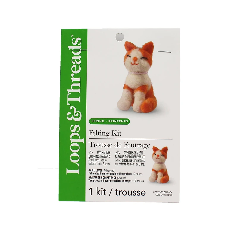 Spring Advanced Orange & White Tabby Felting Kit by Loops & Threads®