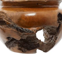 13" Natural Brown Wood Decorative Bowl