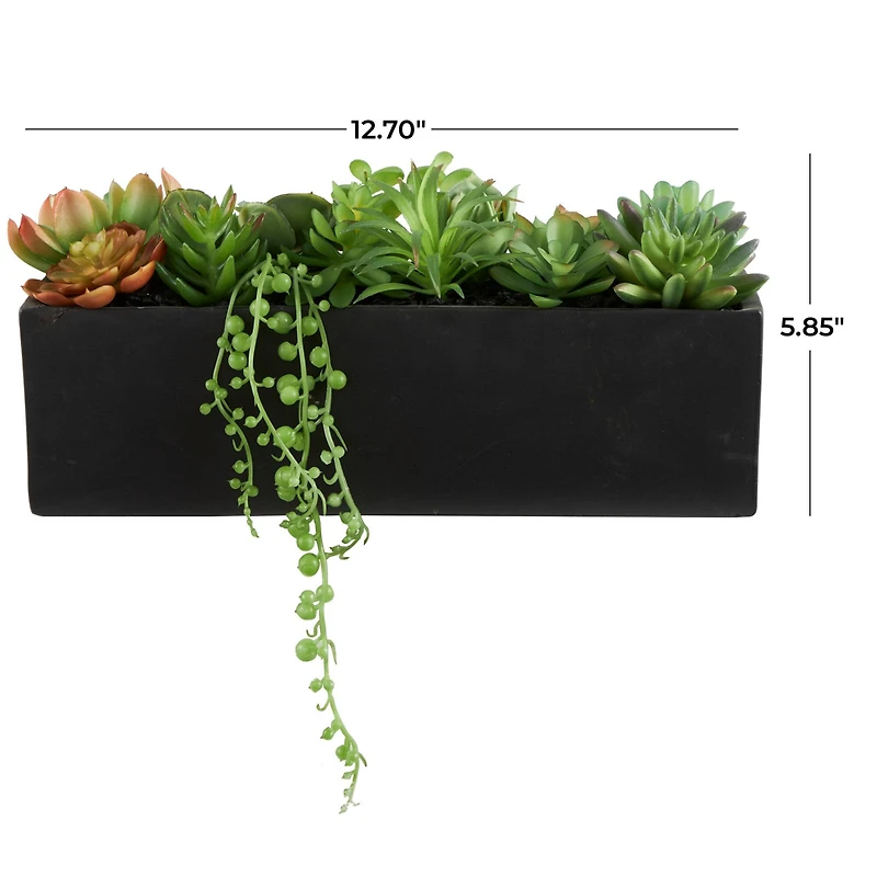 13" Green Faux Foliage in Black Planter