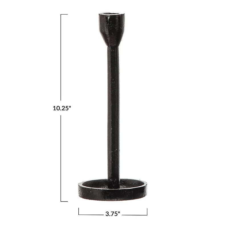 Hello Honey® 10'' Black Cast Iron Taper Candle Holder