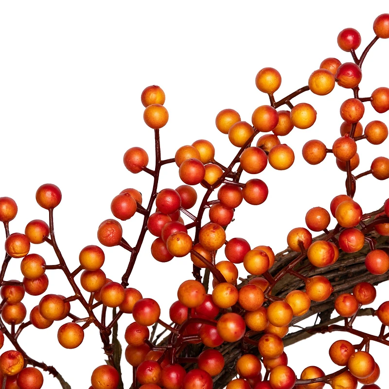 18" Red & Orange Berries Artificial Fall Harvest Twig Wreath