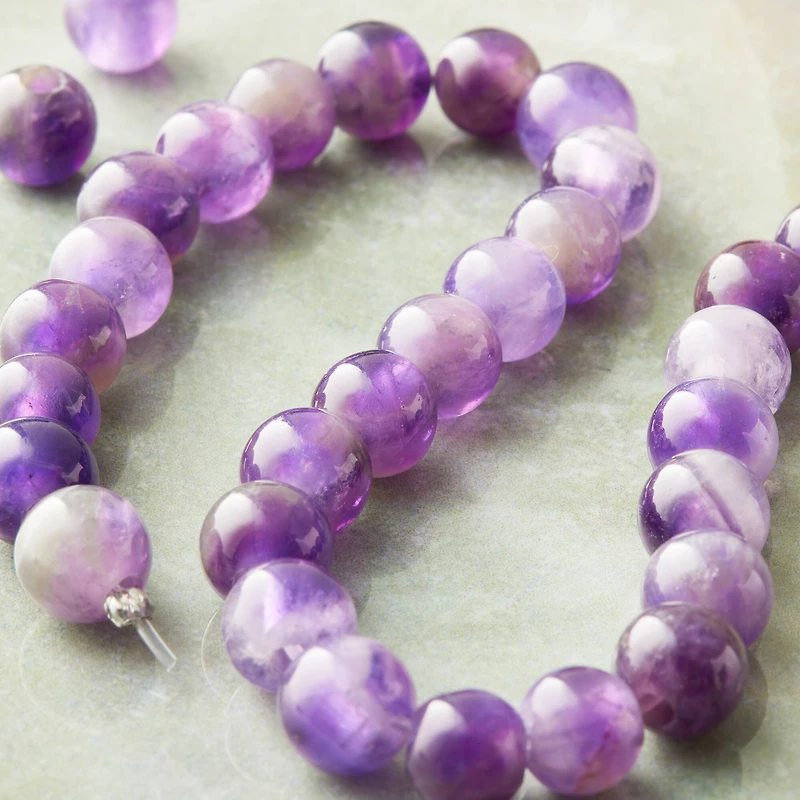 6 Pack: Purple Large Hole Amethyst Round Beads, 8mm by Bead Landing™