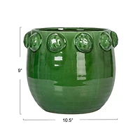 Hello Honey® 10.5" Green Raised Dots Terra Cotta Planter