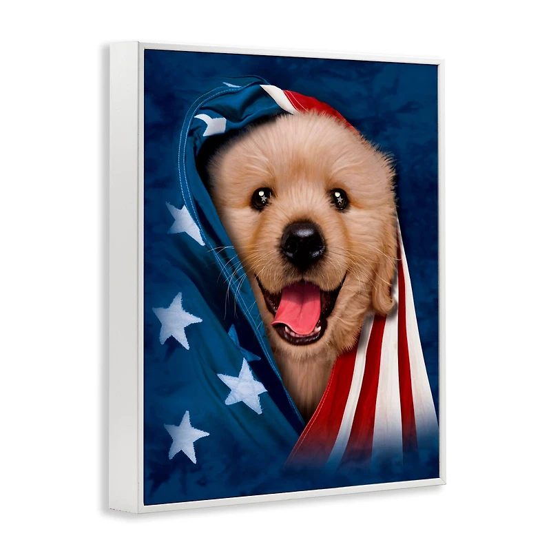 Stupell Industries Puppy & American Flag Framed Giclee Art