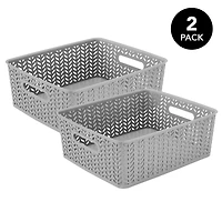 Simplify Medium Herringbone Storage Basket