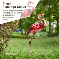Glitzhome® 35.25" Metal Standing Flamingo Garden Statue with Stakes