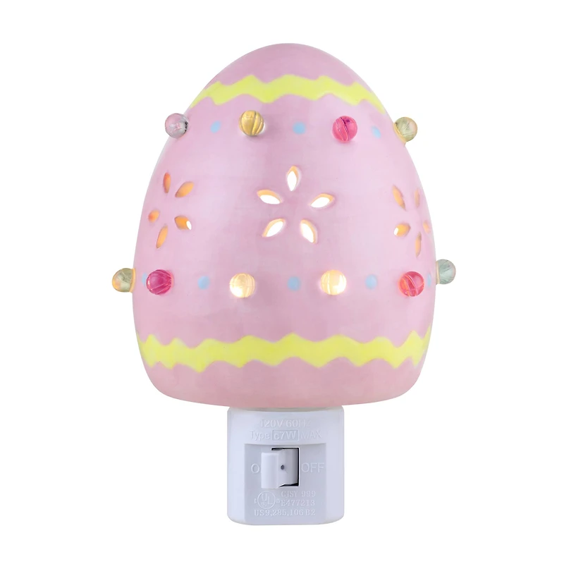 Mr. Cottontail Pink Ceramic Easter Egg Nightlight