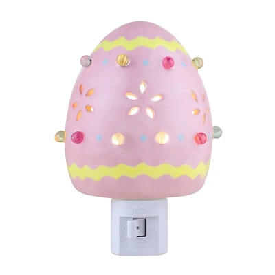 Mr. Cottontail Pink Ceramic Easter Egg Nightlight