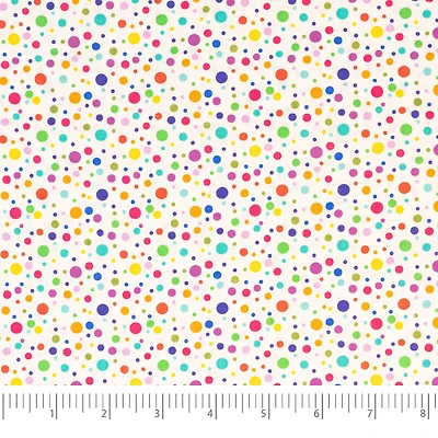 SINGER Rainbow Dots on White Cotton Fabric