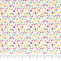 SINGER Rainbow Dots on White Cotton Fabric