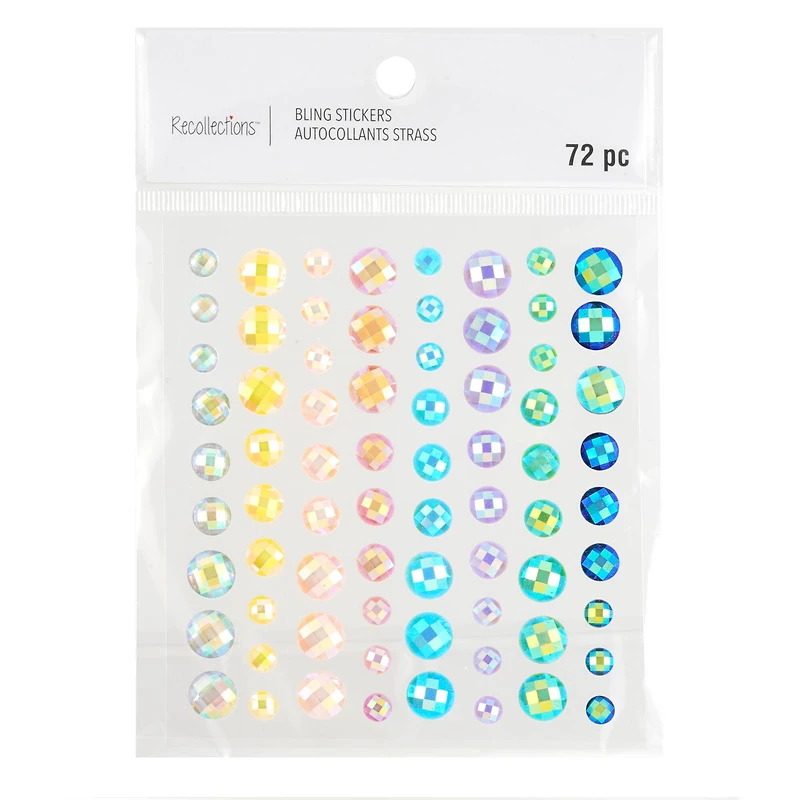 12 Packs: 72 ct. (864 total) Iridescent Pastel Rhinestone Stickers by Recollections™
