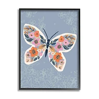 Stupell Industries Floral Pattern Butterfly Wings Spring Bloom Insect in Frame Wall Art