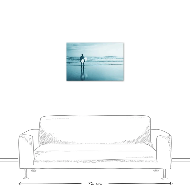 Monochrome Surfer Canvas Wall Art