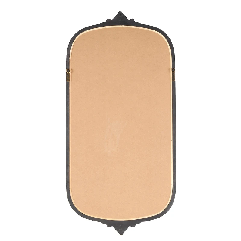 Light Brown Wooden Scroll Oval Room Wall Mirror with Beaded Frame