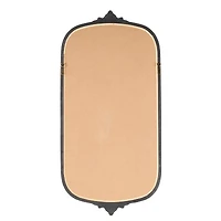 Light Brown Wooden Scroll Oval Room Wall Mirror with Beaded Frame