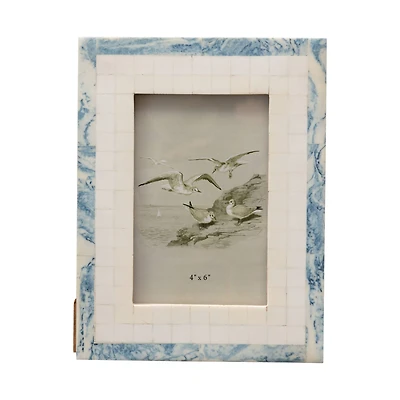 Hello Honey® Blue & Ivory Wood Resin 4" x 6" Photo Frame