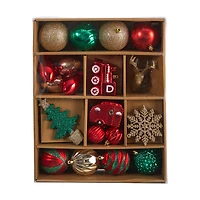 25ct. Holiday Deluxe Shatterproof Christmas Tree Ornament Box Set